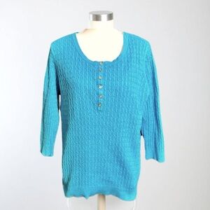 Karen Scott Blue Knit Sweater with Button Detail XL